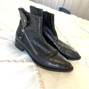 NAPOLEONI - Crocodile Croc Leather Ankle Boot - Size 38